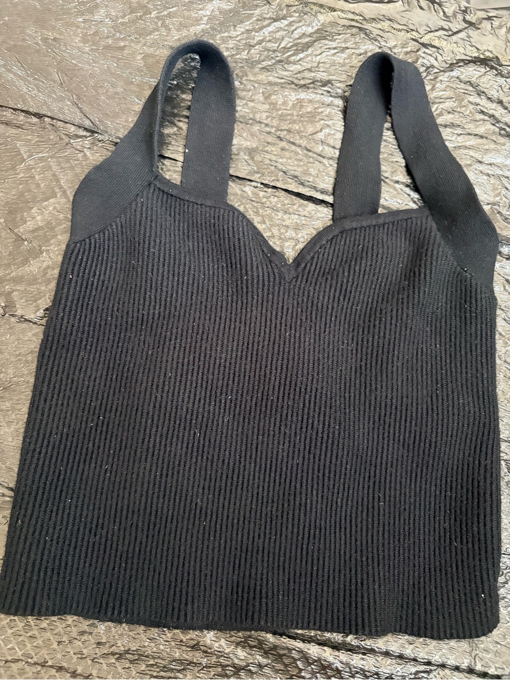 Abercrombie & Fitch Black Ribbed V-Notch Bandeau Tank